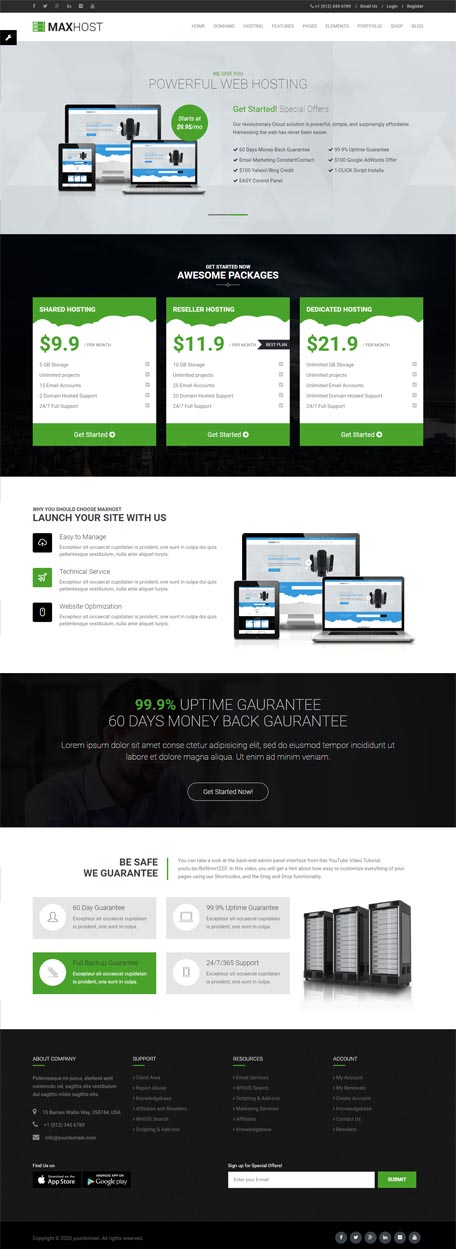 Hosting Plus demo preview