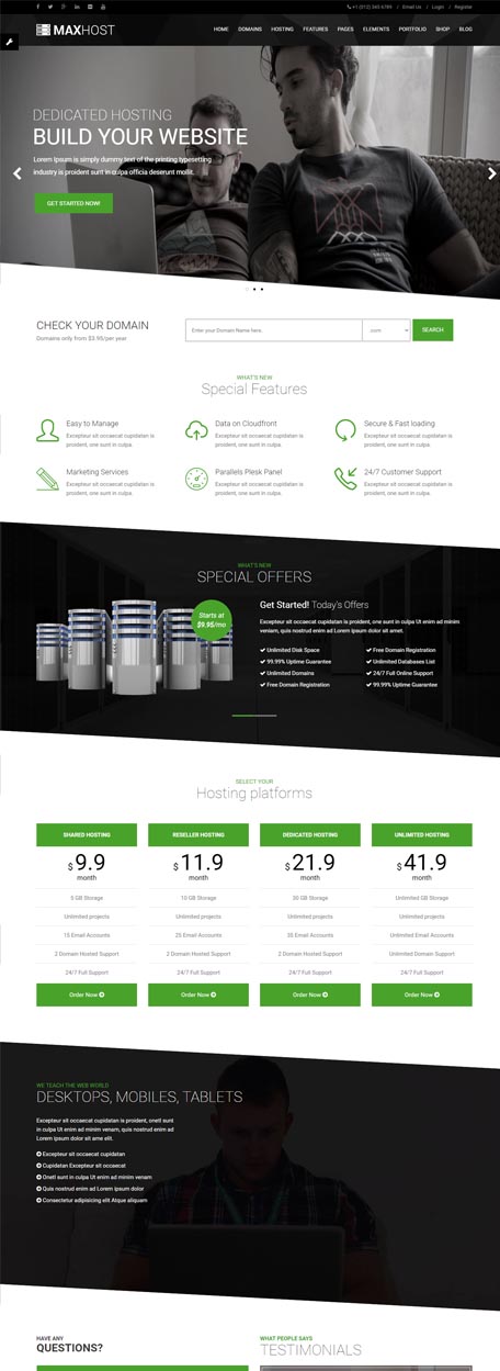 Hosting Services demo preview