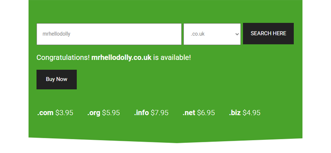 MaxHost domain search section